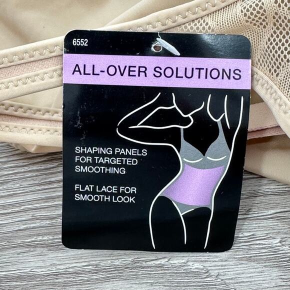 BALI Womens Ultra Light Firm Control Bodysuit Nude Floral Lace - Size 34C NWT - Picture 2 of 9